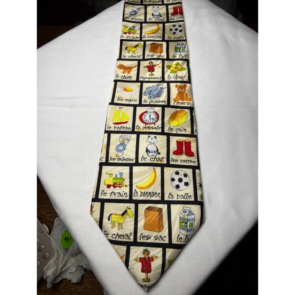 Museum Artifacts All Silk Educational French Vocabulary Novelty Tie